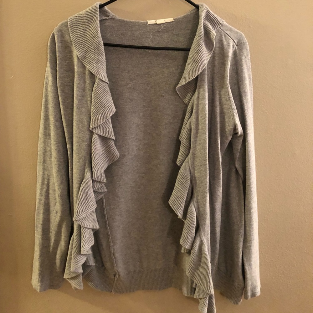 Gray Forever 21 cardigan, cute ruffles!